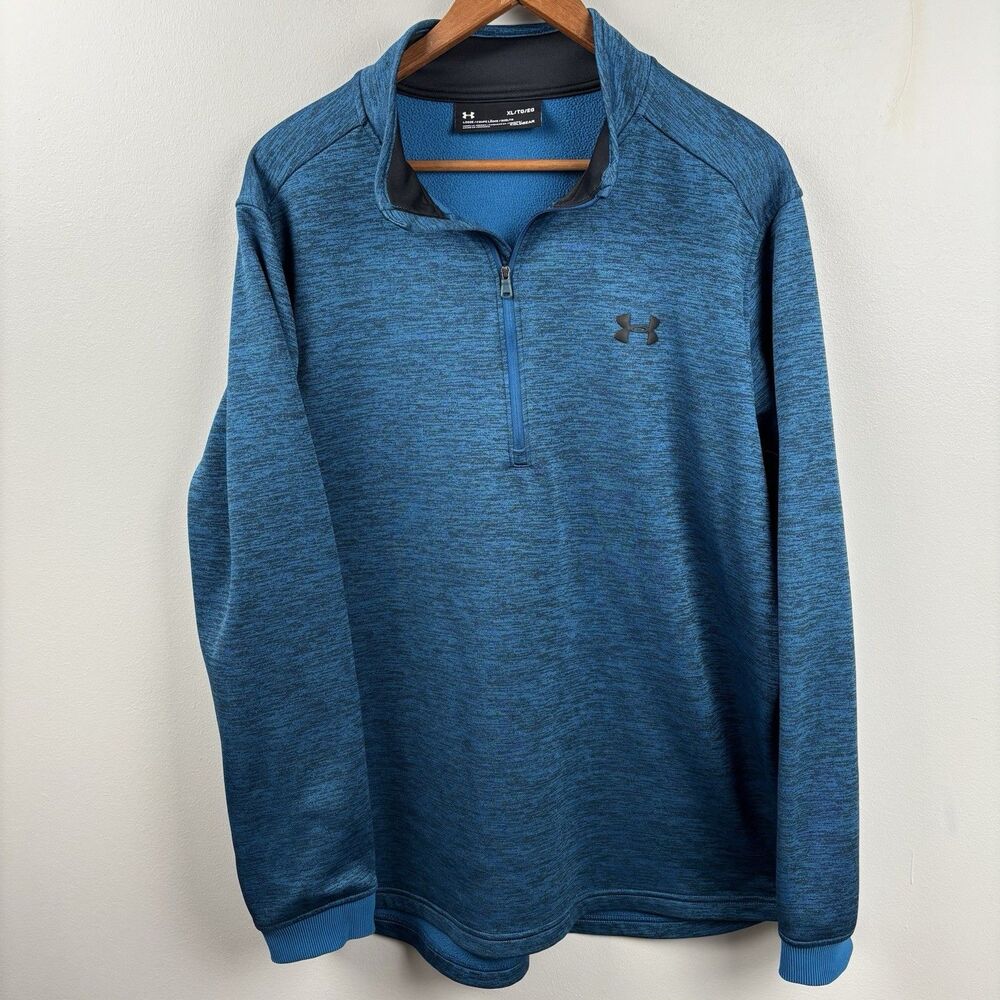 Under Armour 1/4 Zip Pullover Turquoise Blue Men’s XL Cuffs & Open Hem - Picture 2 of 6